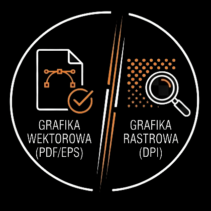 Ikona porównawcza: Skalowalna grafika wektorowa (PDF/EPS) kontra grafika rastrowa (DPI) na przezroczystym tle.